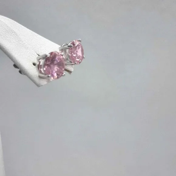 NEW Sterling SIlver 925 PINK GemStone Studs - Earrings - Picture 2 of 5